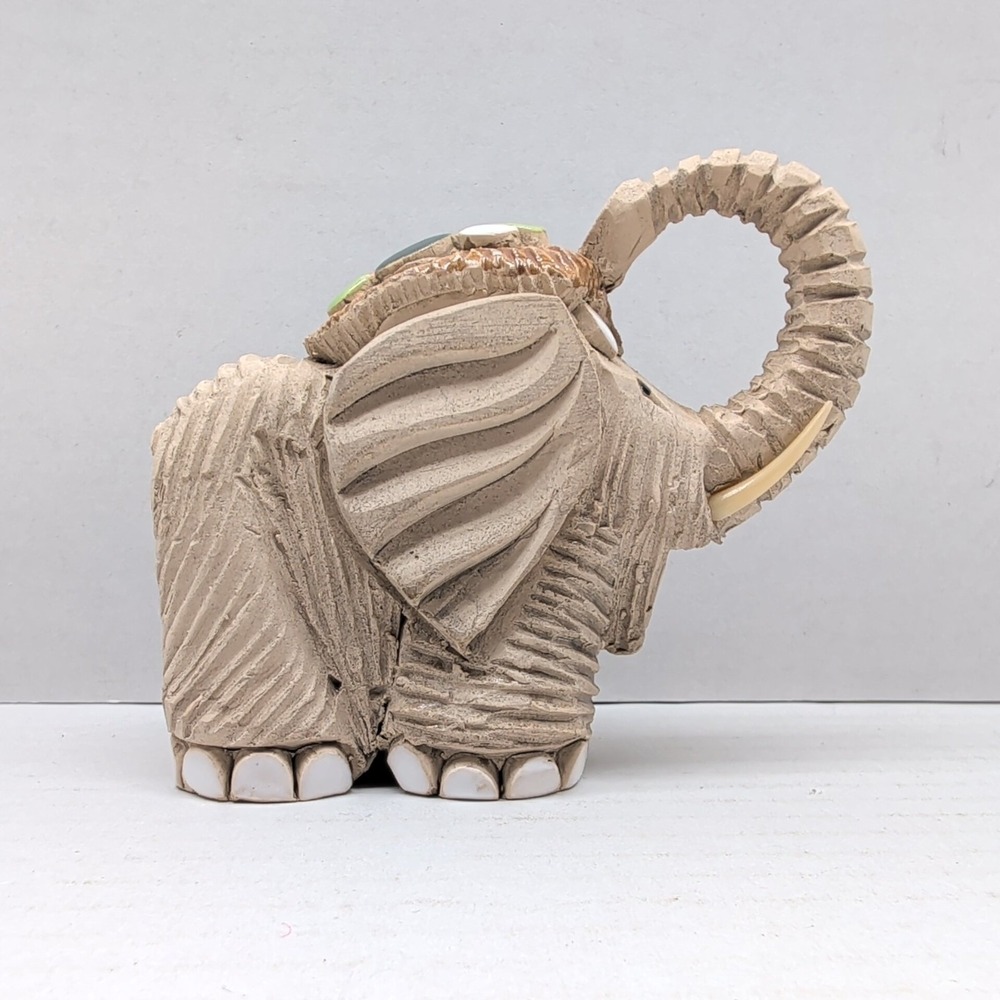Artesania Rinconada Baby Elephant Figurine Signed Uruguay Clay Enamel 3.5" - Picture 4 of 10